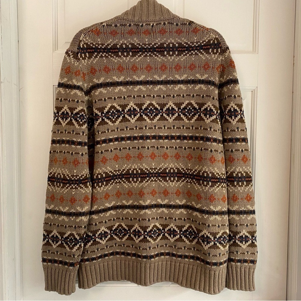 Men's G.H. Bass &‎ Co Vintage Tan and Brown Nordic Sweater Size Large/L D - Picture 2 of 3